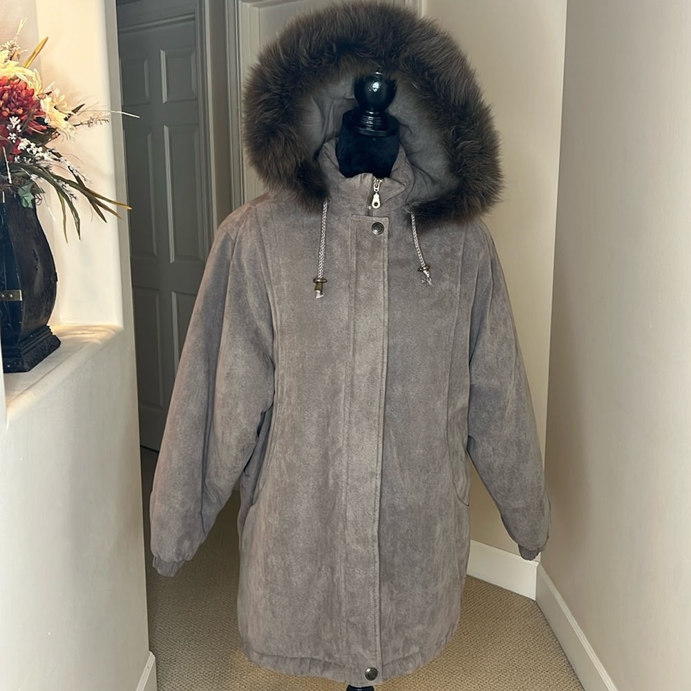 Worthington Dupont Thermolite Plus Insulate Jacket Coat Fox Fur Removable Hood M